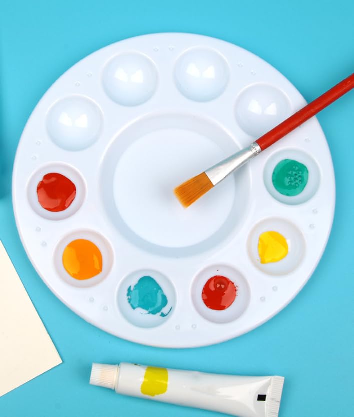 Rackii 10pcs Plastic Paint Palette Trays - Reusable Artist Palettes for Oil, Acrylic & Watercolor Painting, Perfect Paint Holder Trays for Studios, Classes & Birthday Painting Parties Rackii