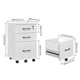 Panana 3 Drawer Wood Mobile File Cabinet, Under Desk Storage Drawers Small File Cabinet for Home Office (White) Panana
