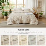 Bedsure Tufted Boho Comforter Set Full Size - Beige Boho Bed Set, GentleSoft™ 3 Pieces Farmhouse Shabby Chic Embroidery Bedding, Gifts for Woman, Soft Jacquard Full Comforter for All Seasons Bedsure