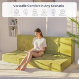 MAXYOYO 8" Full Size Folding Mattress with Handles, Tufted Foldable Couch Bed(Frame Not Included), Versatile Folding Mattress for Floor Sleeping, Living Room & Guest Room, Green MAXYOYO