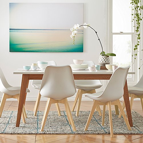 Furmax Mid Century Modern DSW Upholstered Side Beech Wood Legs and Soft Padded Shell Tulip Chair for Dining Living Room Bedroom Kitchen Set of 4 (White) - WoodArtSupply