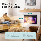 SereneLife Electric Fireplace Heater with LED Flame, Smart Wi-Fi, Remote, Thermostat, 13 Color Modes, Recessed or Wall Mounted Fire Place, Quiet Operation, Overheat Protection, Black Frame SereneLife