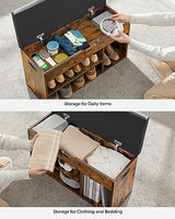 VASAGLE CUSTOS Collection - Storage Bench with Cushion, Shoe Bench, Padded Seat, Hidden Storage, Entryway, Hold up to 300 lb, 11.8 x 31.5 x 17.3 Inches, Rustic Brown and Ink Black ULHS30BX VASAGLE