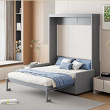 Virubi Full Murphy Bed with Couch,Wood Folding Murphy Wall Bed Cabinet with Sofa (Grey,Full) Virubi
