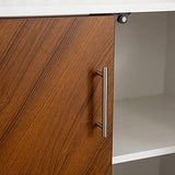 Walker Edison Fehr Modern 4 Door Bookmatch Buffet, 58 Inch, White Walker Edison