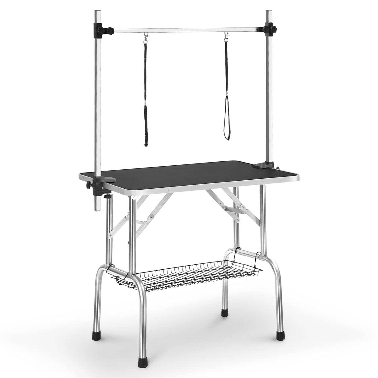 SoarFlash Pet Dog Grooming Table Foldable,Heavy Duty Foldable Pet Grooming Table with Arm & Noose & Mesh Tray, Maximum Capacity Up to 330lbs, 36inch, Black SoarFlash