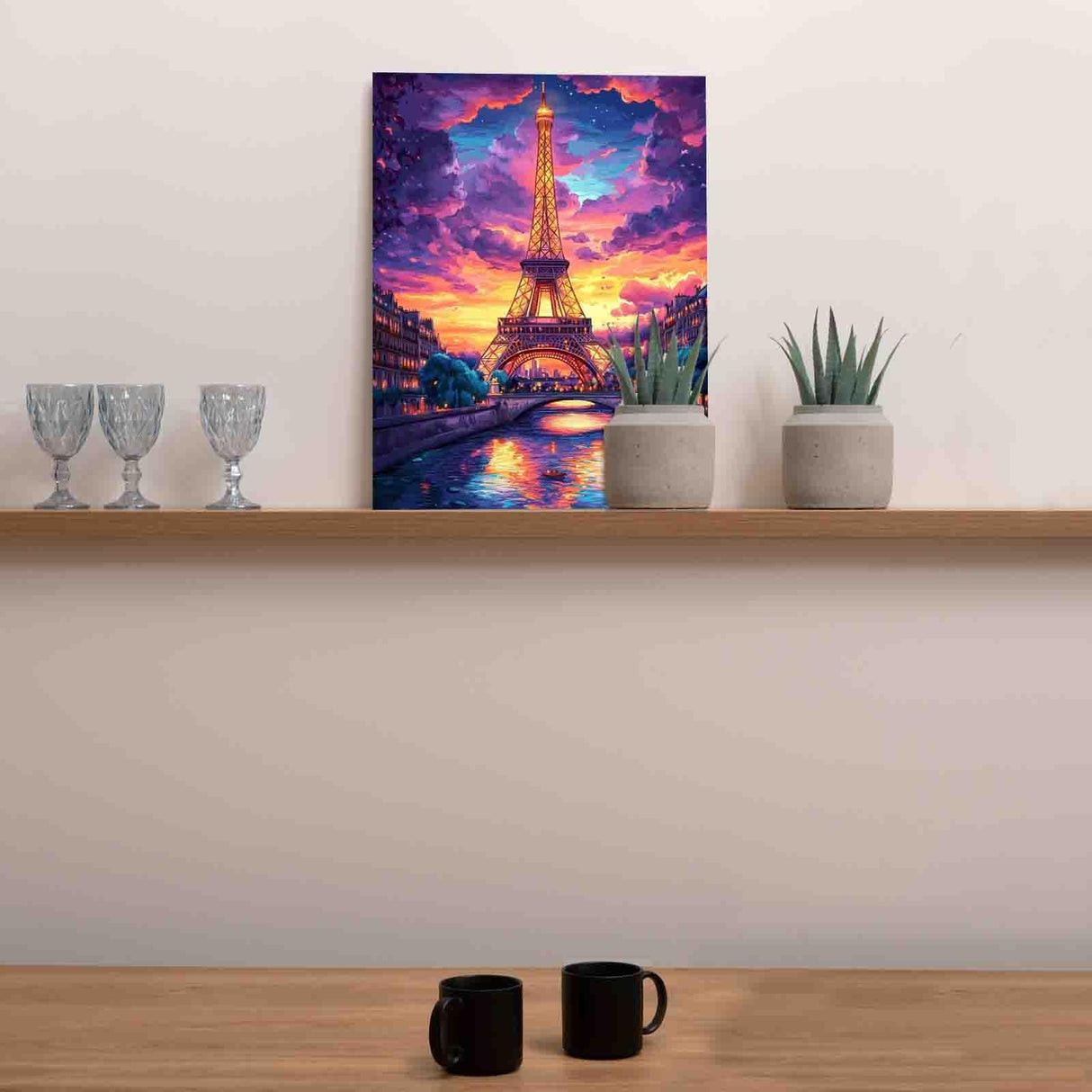 France Eiffel Tower Oil Paint by Number Kits for Kids and Adults Beginner Paris Cityscape Acrylic Digital Pitures The Seine River Paintwork Bedroom Decor Nordcis Romantic Gift (16''W x 20''H) TUMOVO