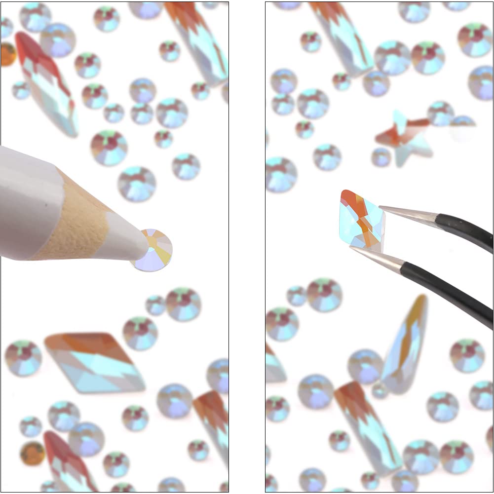 1788 Pcs Aurora Flatback Rhinestones Set for Nail, Art, Crafts, Makeup, Tumblers Glitter Round with Tweezers and Picking Pen GAVIYE