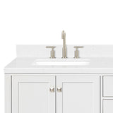 ARIEL Cambridge 72" White Double Vanity, 1.5" Edge Carrara White Quartz Countertop & Splash, Rectangular Sinks, 4 Soft Closing Doors, 6 Full Extension Dovetail Drawers, Brushed Nickel ARIEL