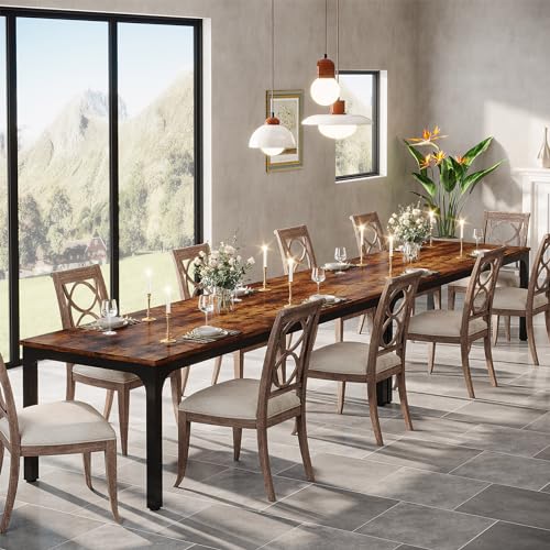 Tribesigns 78.7 Inch Dining Table for 8, Industrial Rectangle Wood Dining Table, Long Rustic Dinner Table with Heavy Duty Metal Legs (Only Table) (Rustic Brown) - WoodArtSupply