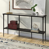 Nellie 55'' Wide Rectangular Console Table with Metal Shelf in Blackened Bronze Henn&Hart