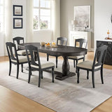94.06" Extendable Dining Table for 6 8 10, Oval Solid Wood Large Long Kitchen Dining Room Table, Mid Century Modern Farmhouse Dinette Tables for Eating Dinner, Black Brown SCANORDIC