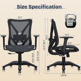 MOLENTS Ergonomic Office Chair, Mesh Computer Desk Chairs with Adjustable Lumbar Support, 3D Armrests, Tilt Function, Comfy Wide Seat, Swivel Executive Work Task Chair for Company and Home MOLENTS