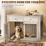 LEMBERI 44 Inch Large Dog Crate Furniture with 2 Storage Drawers, Wooden Dog Kennel Furniture as End Table, Decorative Pet Cage Dog House Indoor for Dogs LEMBERI