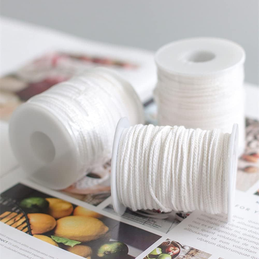 400 ft Cotton Candle Wick,24 PLY Braided Cotton Candle Making Wicks Spool + 200 Pieces Metal Sustainer Tabs + 1 Piece Centering Device Holder Set for DIY Crafts happytakehome