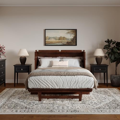 AFI, Santa Fe Full Murphy Bed Chest with 6" Mattress & Built-in USB Charger, Walnut AFI