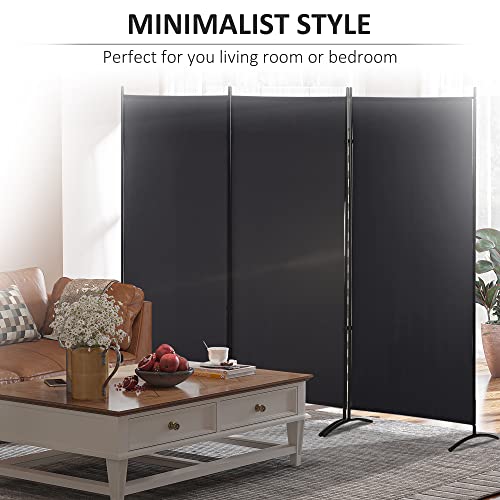 HOMCOM 6 Ft Tall 3 Panel Fabric Room Divider, Freestanding Partition Wall Divider, Folding Privacy Room Separator for Indoor, Home Office, Black HOMCOM