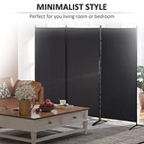 HOMCOM 6 Ft Tall 3 Panel Fabric Room Divider, Freestanding Partition Wall Divider, Folding Privacy Room Separator for Indoor, Home Office, Black HOMCOM