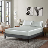 P Pothuiny Satin Fitted Sheet Full Size, 1 Single Fitted Sheet Only, Extra Soft Deep Pocket Bottom Bed Sheets Mattress Cover Fits 12" to 16", Wrinkle Free, Fully Elasticized (Silver Grey) P Pothuiny