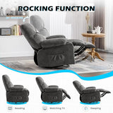 MAHOMICO Recliner Chair Oversized Swivel Rocker with Vibration Massage & Lumbar Heating, 360° Swivel, USB Charging Port, Cup Holders & Side Pocket for Living Room