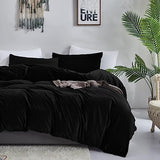 Luxlovery Black Velvet Comforter Set Cal King Men Plush Fluffy Black Bedding Set California King Minimalist Bedding Set Solid Modern Blanket Quilts Winter Warm Flannel Comforter Set Luxlovery
