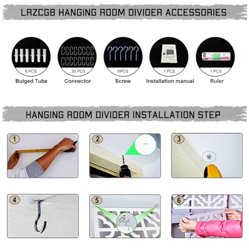 Hanging Room Divider - 10Pieces White Wood-Plastic Hanging Screen Panel DIY Wall Dividers Privacy Room Hotel Decoration (WH) LRZCGB