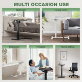 UPGRAVITY Adjustable Overbed Bedside Table - 90° Tiltable Mobile Standing Desk Portable Rolling Computer Cart Movable Desk for Laptop Bed Sofa Side Table Hospital Home Use(15.8" W x 31.5" D, Black) UPGRAVITY