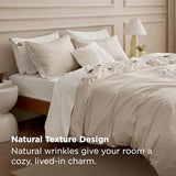 Bedsure 100% Washed Cotton Duvet Cover Queen Size - Oatmeal Minimalist Cotton Duvet Cover Linen Like for All Seasons - GentleSoft™ Plain Simple Bedding (Oatmeal, Queen, 90"x90") Bedsure