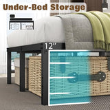HusDream King Size Bed Frame King Platform Bed Frame with LED Lights 14 Inch Tall Mattress Base No Box Spring Needed Modern Beds with Charger Station,Anti-Sliding,Noisy Free (14 Inch, King) HusDream