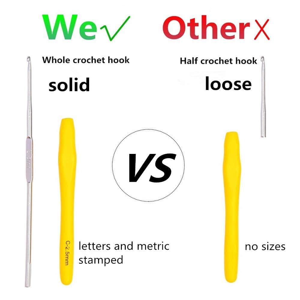 Yarniss Crochet Hooks,14 Size Crochet Set 2mm(B)-10mm(N), Ergonomic Crochet Hooks Set with Case for Beginner,Long Crochet Needles Yarniss