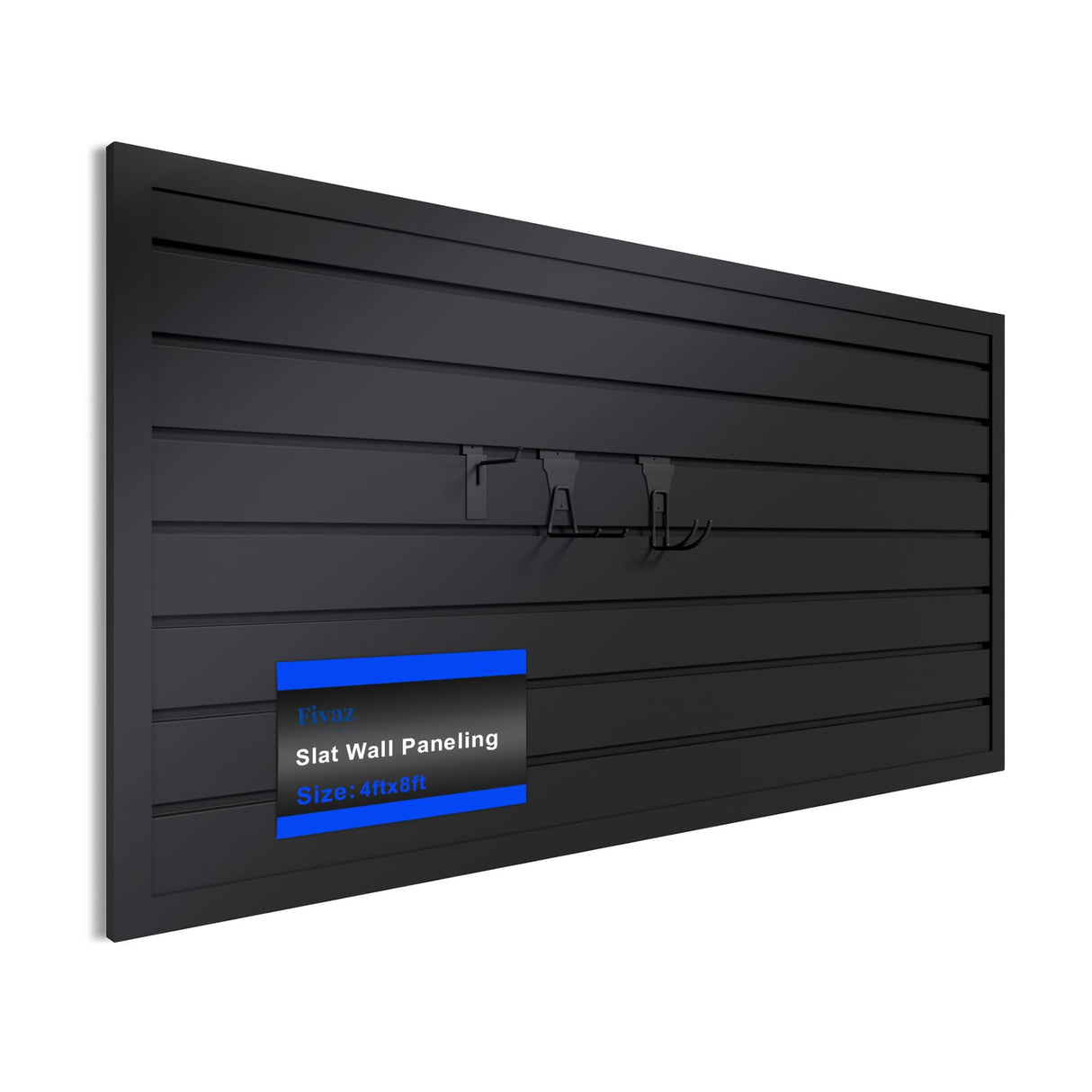 4'x8' PVC Slat Wall Paneling, High Load Capacity Slatwall Panel, Cuttable & Moisture-Proof & Flame Retardant, Heavy Duty Black Garage Slatwall Panes Storage Systems for Garage Workshop Storage Fivaz