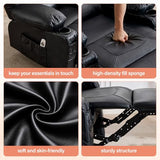 MAHOMICO Swivel Rocker Recliner Chair with Vibration Massage and Heat for Living Room,with Rocking Function and Side Pocket, PU Leather USB Charge Port,2 Cup Holders