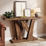 Tribesigns 55-Inch Farmhouse Console Table, Farmhouse Behind The Couch Table TV Stand with Geometric Base, Skinny Sofa Table Entryway Table for Entrance, Living Room, Hallway, Foyer, Rustic Brown Tribesigns