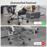 HOMCOM Large Overstuffed Office Chair with Lumbar Support, High Back Reclining Executive Corduroy Computer Desk Chair with Footrest, Swivel Wheels, Gray HOMCOM
