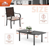 SUNSHINE VALLEY 9 Piece Wicker Patio Dining Sets, Outdoor Dining Sets for 8, 1 Expandable Metal Dining Table & 8 Patio Dining Chairs with Cushion All Weather Outdoor Table and Chair Sets for Backyard SUNSHINE VALLEY