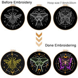 Louise Maelys 3 Sets Tarot Embroidery Kits for Beginners,Cross Stitch Kit for Adults,Crewel Starters Needlepoint with Moon, Butterfly, Bee and Moth Pattern and Tool