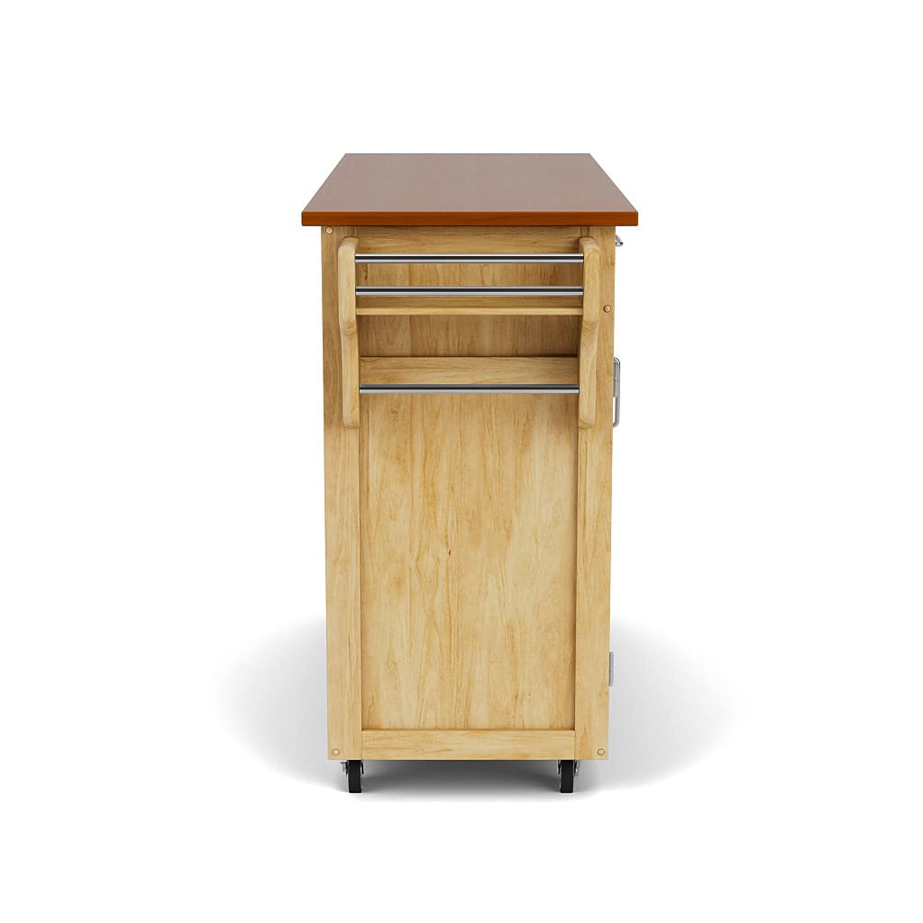 Home Styles Create-a-Cart Cottage Natural Finish Four-door Cabinet with Oak Top, Four Wood Panel Doors, Three Adjustable Shelves, Two Drawers, Two Towel Bars, Spice Rack, and Rubber Casters homestyles