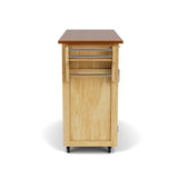 Home Styles Create-a-Cart Cottage Natural Finish Four-door Cabinet with Oak Top, Four Wood Panel Doors, Three Adjustable Shelves, Two Drawers, Two Towel Bars, Spice Rack, and Rubber Casters homestyles