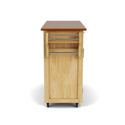 Home Styles Create-a-Cart Cottage Natural Finish Four-door Cabinet with Oak Top, Four Wood Panel Doors, Three Adjustable Shelves, Two Drawers, Two Towel Bars, Spice Rack, and Rubber Casters - WoodArtSupply