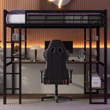 SOFTSEA Heavy-Duty Full Size Metal Loft Bed with Integrated Desk and Storage Shelves SOFTSEA