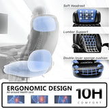 400lbs Executive Office Chair with Foot Rest for Heavy People, Ergonomic Big and Tall Desk Chair with Adjustable Headrest, High Back PU Leather Comfy Heavy Duty Computer Chair with Spring Cushion WAILOR