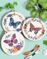 ERKOON 5 Sets Embroidery Kit for Beginners (Butterfly and Flower)