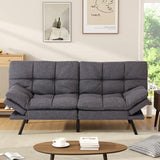 Opoiar Futon Sofa Bed Convertible Memory Foam Couch Bed, Modern Sleeper Sofa with Adjustable Armrests&Backrests, Christmas Futon Sets for Compact Living Spaces Office Dorm Bonus Room,Grey Opoiar