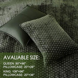 Velvet Quilt King Size, Oversized Bedspread Quilted Bedding Set, Luxurious Soft Coverlet Set Lightweight Velvet Comforter for All Season with 2 Pillow Shams, 96x106" Army Green Striped Quilt Set Powdion