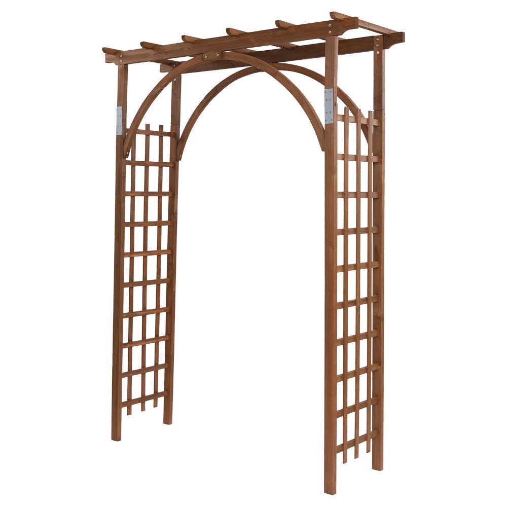 Flandre Wooden Garden Arbor,Wedding Arch for Ceremony, Wood Garden Trellis for Plant Climbing Patio Lawn Backyard Party Wedding Ceremony Decoration Outdoor Gardening Walkway Arches