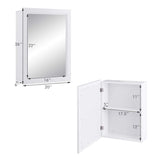 RELAX4LIFE Bathroom Medicine Cabinet with Mirror - Bathroom Wall Cabinet w/Single Door & Adjustable Shelf, Wood Mirrored Storage Cabinet Organizer, Recessed Bathroom Cabinet Wall Mount (White) RELAX4LIFE