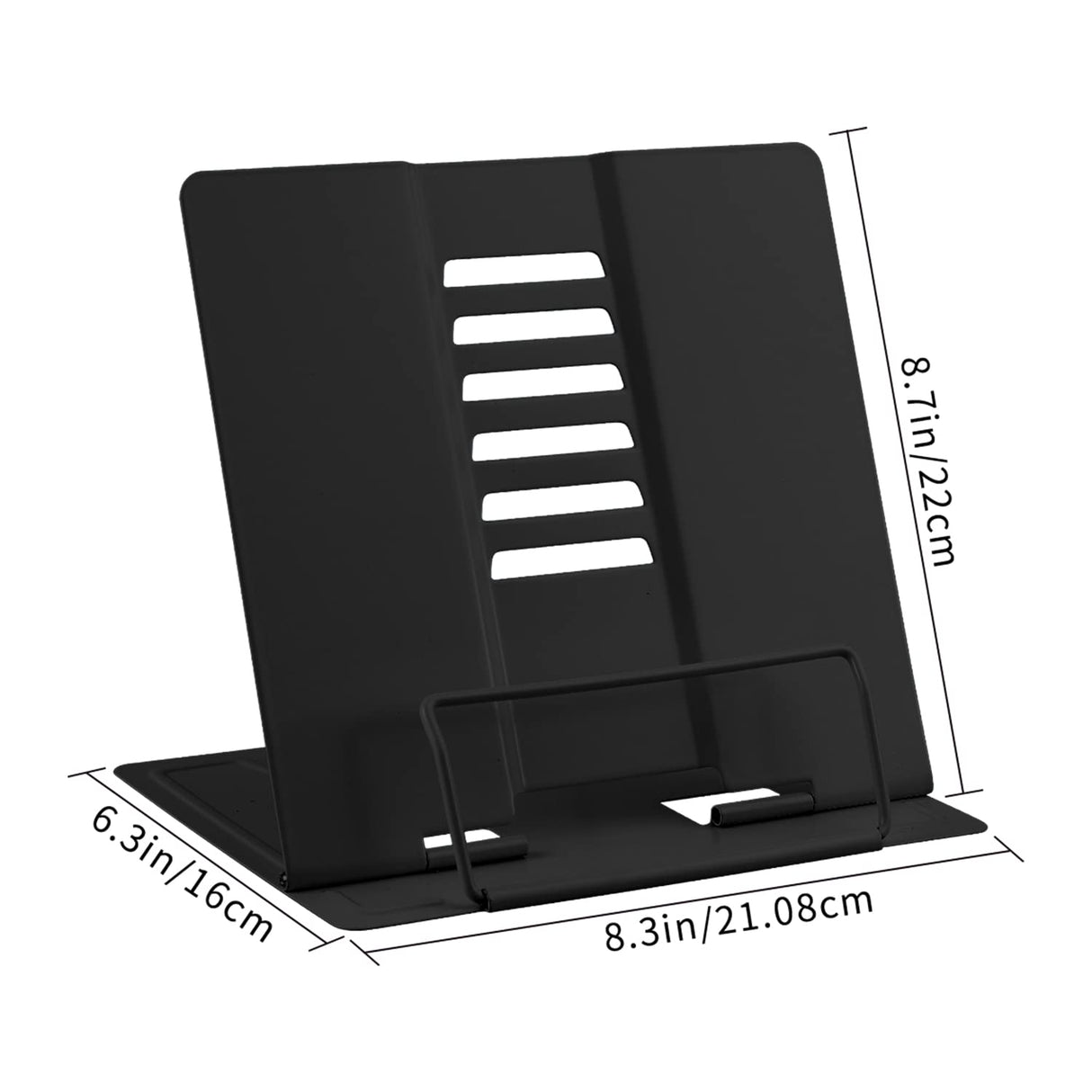 Honagu Book Stand Metal Desk Book Holder, Book Holders for Reading Hands Free, Adjustable Cookbook Documents Holder, Portable Bookstand for Music Books, Textbook, Recipe, Tablet, Ipad (Black) Honagu