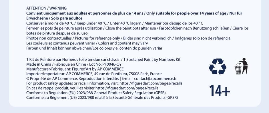 Figured'Art Mini Paint by Numbers Kit for Adults with Frame Fantasy Monkey and Flowers Small Format 8"x8" - Craft Art Painting DIY Canvas Already Stretched on a Wooden Frame Figured'Art