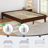 Yaheetech Full Bed Frame Natural Solid Wood Platform Bed with Wooden Slats Support, 12-inch Underbed Space for Storage, Noise-Free Design, Easy Assembly, Dark Walnut Finish Yaheetech