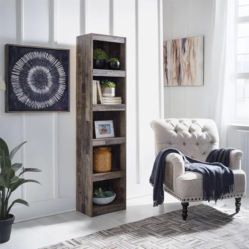 Signature Design by Ashley Derekson Rustic Pine Grain Finished Pier with 3 Adjustable Shelves, Multi Dark Gray Signature Design by Ashley